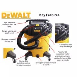 DEWALT 12 Gal. Poly Wet/Dry Vacuum, 5.5 Peak HP, 120 V thumbnail 2