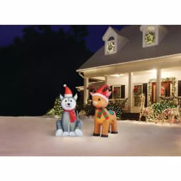 Home Accents Holiday 3.5 ft. Pre-Lit Airblown Inflatable Reindeer with LED Lights, Outdoor Holiday Decoration thumbnail 9