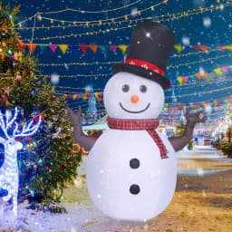 JOYDECOR 8 ft. Pre-Lit Rotating LED Snowman Christmas Inflatable with Branch Hands thumbnail 3