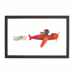 Petal Lane Home Watercolor Dog Airplane Magnetic Memo Board with Ebony Frame thumbnail 1