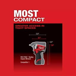 Milwaukee M12 FUEL 1/4 in. Stubby Brushless Cordless Impact Wrench Kit with Two Batteries and Charger thumbnail 5