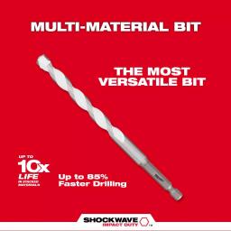 Milwaukee SHOCKWAVE 3/8 in. Carbide Multi-Material Drill Bit, 1/4 in. Hex Shank thumbnail 4