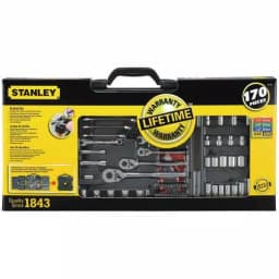 Stanley 170-Piece SAE & Metric Ratchet and Socket Set, 1/2 in Drive, Chrome Vanadium Steel thumbnail 2