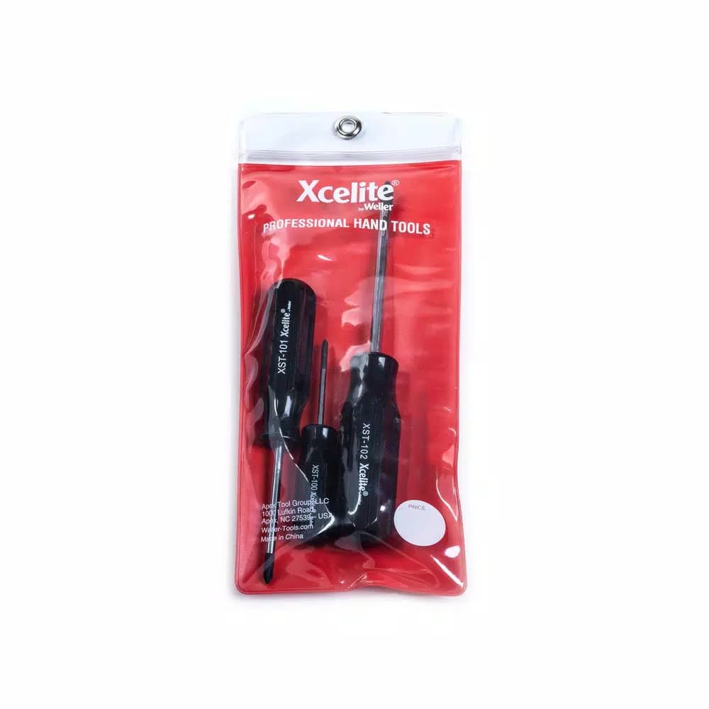 Xcelite Super-Tru Tip Phillips Screwdriver Set, 3-Piece with Vinyl Pouch