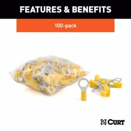CURT Ring Terminals, 12-10 Gauge Wire, 3/8" Stud Size, Yellow, 100-Pack thumbnail 3