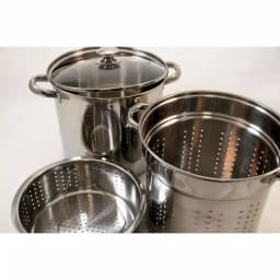 ExcelSteel 12 Qt. Professional 18/10 Stainless Steel 4-Piece Multi-Cooker Set with Lid thumbnail 4