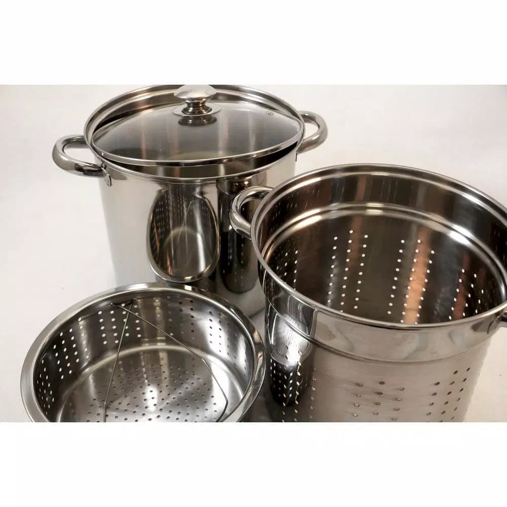 ExcelSteel 12 Qt. Professional 18/10 Stainless Steel 4-Piece Multi-Cooker Set with Lid