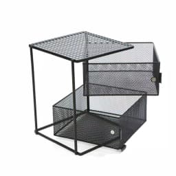 Mind Reader Rotating 2-Tier All-Purpose Organizer Shelf with Magnetic Baskets and Top Shelf, Black thumbnail 6