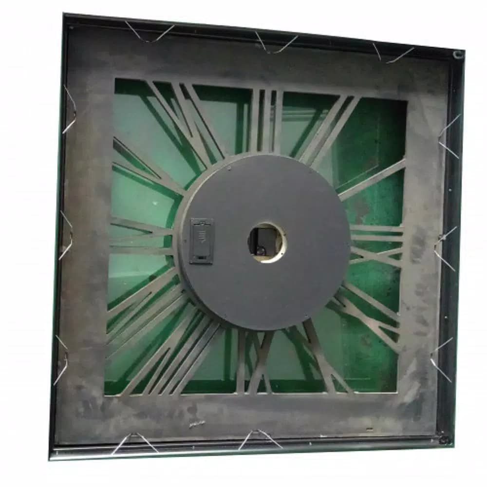Yosemite Home Decor Golden Gears Antique Silver Square Wall Clock with Interlocking Brass Gears