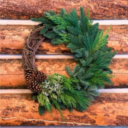VAN ZYVERDEN 20 in. Live Fresh Cut Pacific Northwest Grapevine and Evergreen Christmas Wreath thumbnail 2
