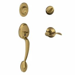 Schlage Plymouth Antique Brass Single Cylinder Deadbolt with Left-Handed Accent Lever Handleset thumbnail 1