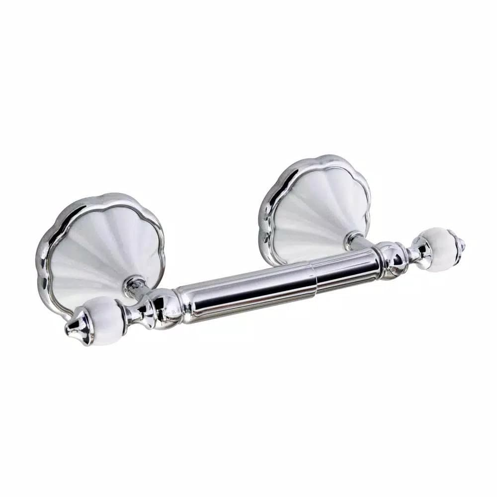 MODONA Flora 4-Piece Bathroom Accessories Set - White Porcelain & Polished Chrome