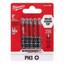 Milwaukee SHOCKWAVE Phillips #3 2 in. Impact Duty Steel Screwdriver Bits, 5-Pack thumbnail 2