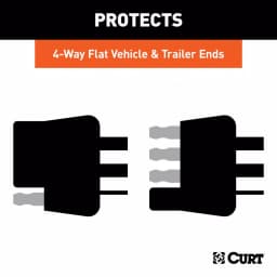 CURT 4-Way Flat Connector Dust Cover Set - Black Rubber Trailer Plug and Socket Covers thumbnail 2