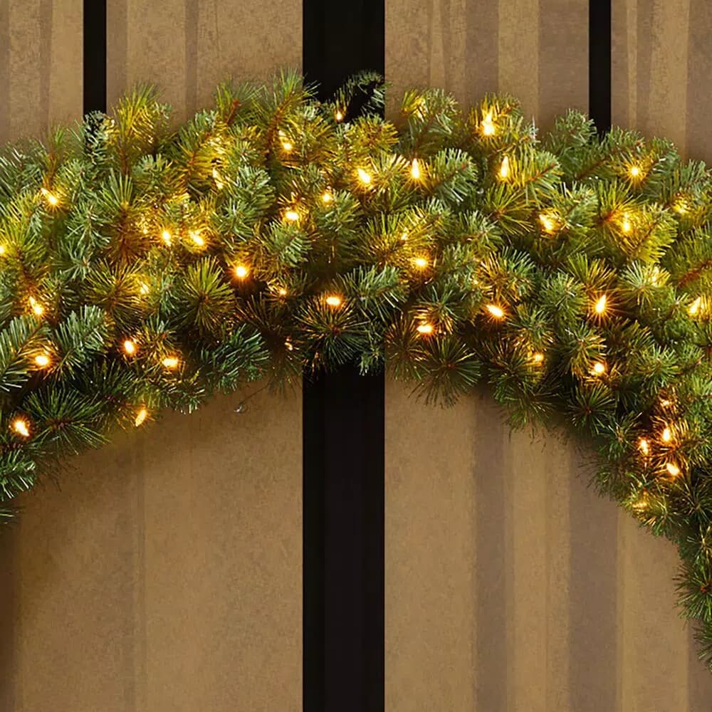 Home Accents Holiday 60 in. Wesley Pre-Lit Long Needle Pine Artificial Christmas Wreath with 240 Warm White LED Lights