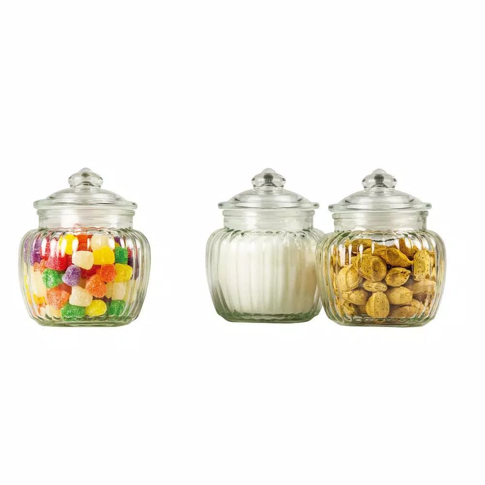 Home Basics 3-Piece Glass Canister Set with Airtight Lids for Food Storage