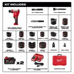 Milwaukee M18 FORCE LOGIC 10 Ton Cordless Knockout Tool Kit with 1/2"-2" Die Set & 3.0 Ah Batteries thumbnail 2