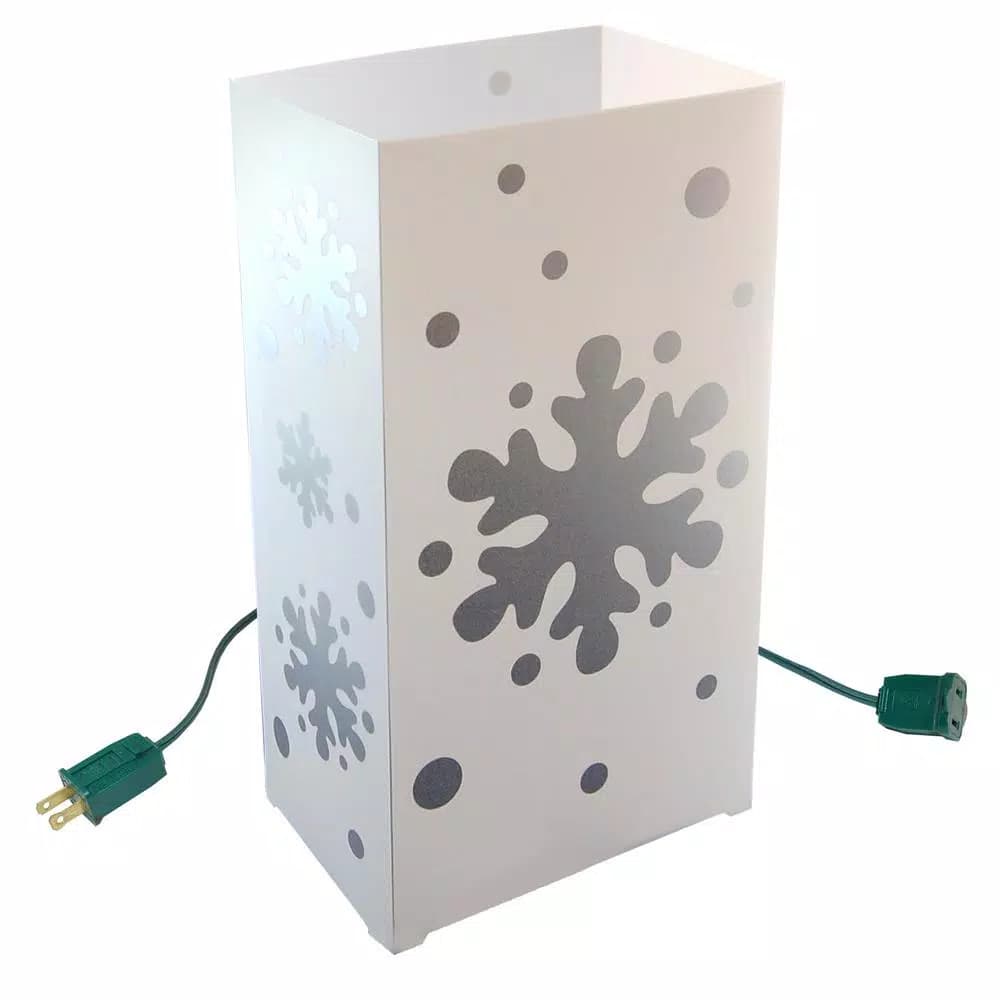 LUMABASE Snowflake Electric Luminaria Kit - Set of 10 Weather Resistant Outdoor Lanterns with Warm White Lights