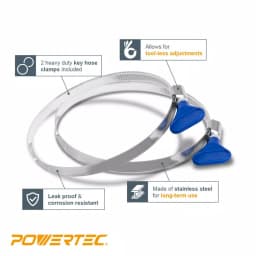 POWERTEC 2-1/2 in. x 50 ft. Flexible PVC Dust Collection Hose with 2 Stainless Steel Clamps, Clear thumbnail 3