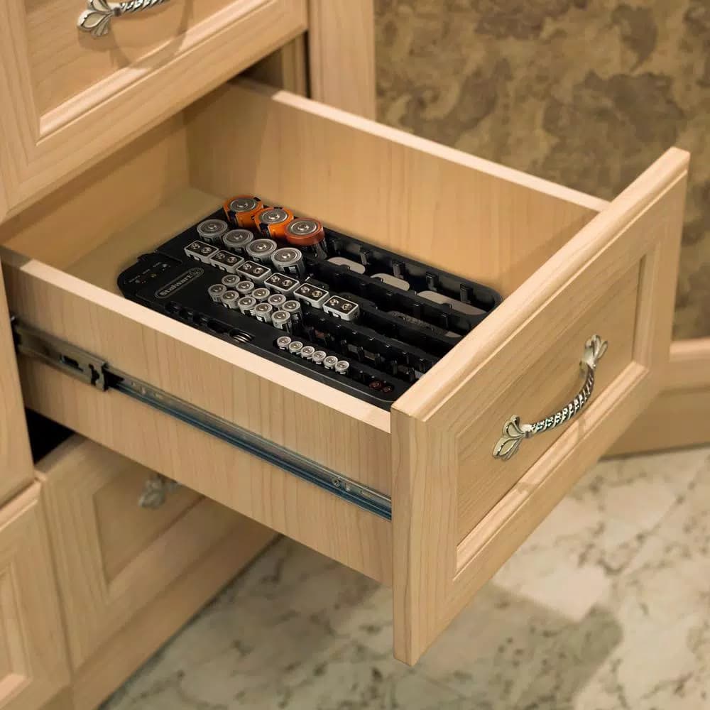 Stalwart Battery Organizer Caddy with Integrated Battery Tester - Holds 68 Batteries