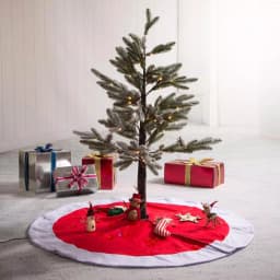 Glitzhome 42 in. Red and White Felt Christmas Tree Skirt - Traditional Holiday Decor thumbnail 6