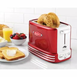 Nostalgia Retro Series 2-Slice Wide Slot Bagel Toaster, Red thumbnail 3