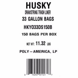 HUSKY 33 Gallon Drawstring Trash Bags, Black with Red Drawstrings, 150-Count thumbnail 4