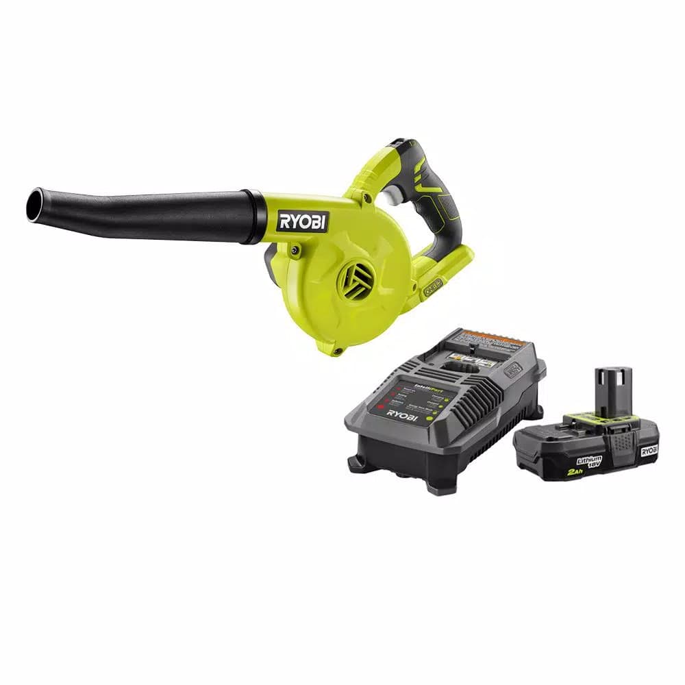 RYOBI 18V ONE+ Cordless Compact Workshop Blower Kit with 2.0 Ah Battery and Charger