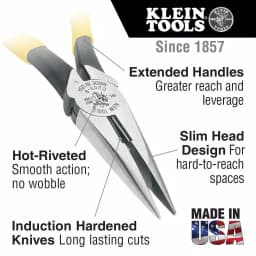 Klein Tools 6 in. Long Nose Side Cutting Pliers thumbnail 2