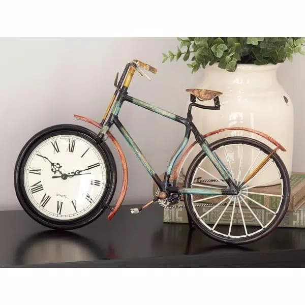 LITTON LANE 10 x 16 in. Vintage Rustic Iron Bicycle Frame Analog Clock