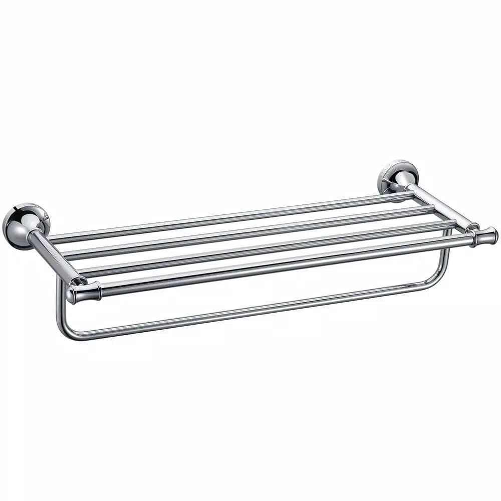 ALFI BRAND AB9583 23.63 in. Wall Mount Towel Rack with Shelf, Polished Chrome