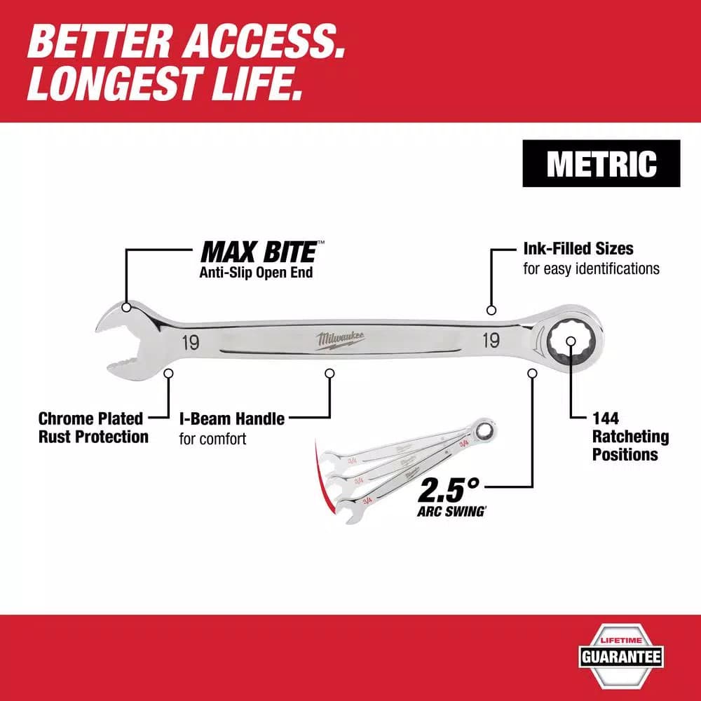 Milwaukee 15-Piece Metric Ratcheting Combination Wrench Set