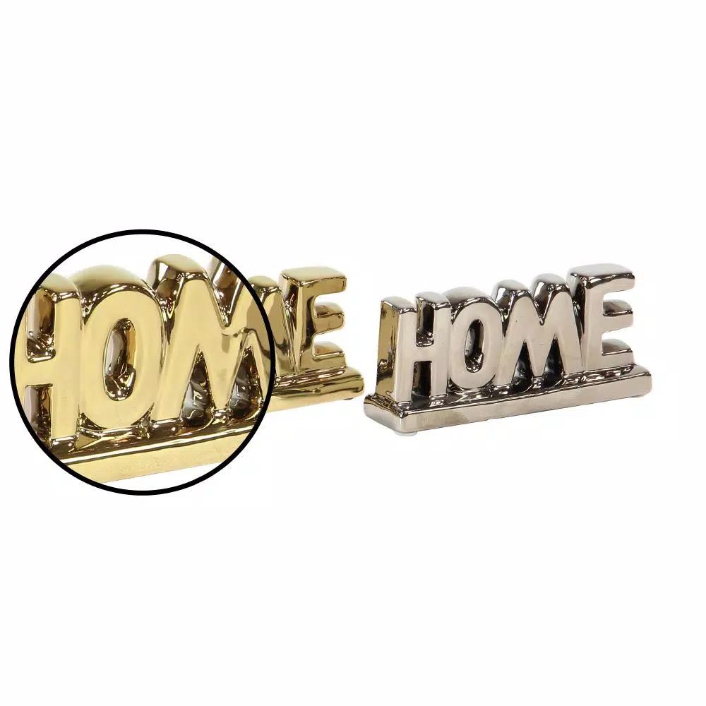 LITTON LANE Porcelain HOME Decorative Sign Set - Gold and Silver Accents