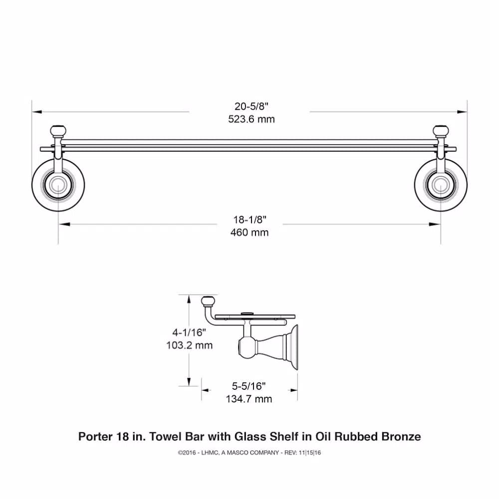 Delta Porter 18 in. Towel Bar with Glass Shelf, Oil Rubbed Bronze