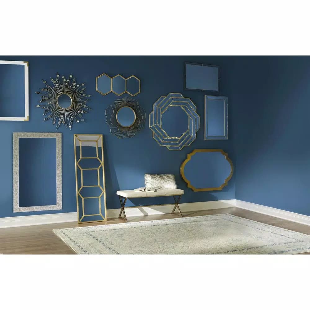 Stratton Home Decor Penelope Round Bronze Metal Accent Mirror, 35 in. W x 34 in. H