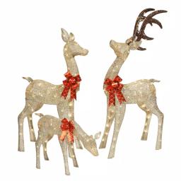 Puleo International Set of 3 Pre-Lit Deer Family Sculpture with Warm White LED Lights thumbnail 1