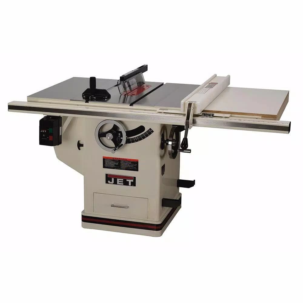 JET 10 in. Deluxe XACTA Table Saw, 3 HP, 30 in. Fence, Cast Iron Wings, 230V