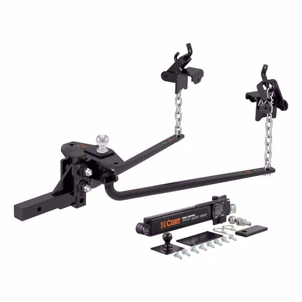 CURT Round Bar Weight Distribution Hitch Kit, 10,000 - 14,000 lbs. GTW, 31-5/8" Bars