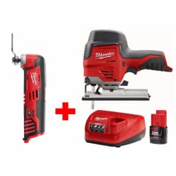 Milwaukee M12 12V Lithium-Ion Cordless Jig Saw and Oscillating Multi-Tool Combo Kit with 2.0Ah Battery and Charger thumbnail 1
