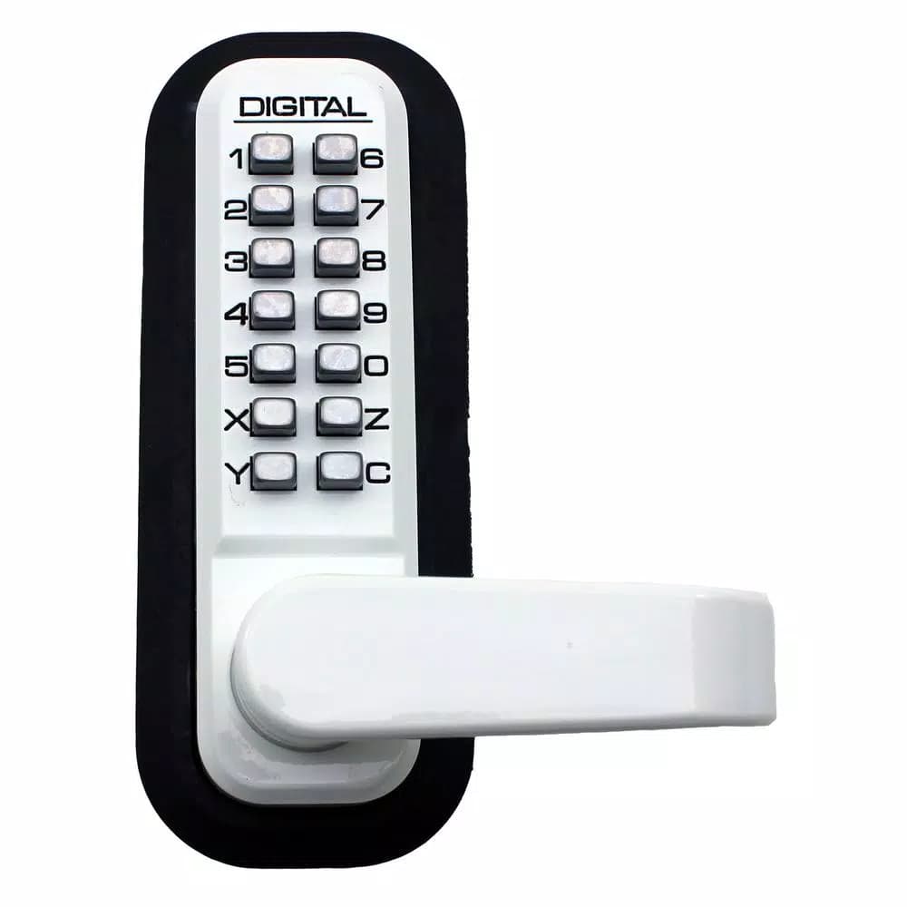 Unbranded LockeyUSA 2835 White Mechanical Digital Keyless Passage Door Lever Lock