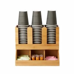 Mind Reader 6-Compartment Bamboo Coffee Condiment and Cup Organizer - Brown thumbnail 1