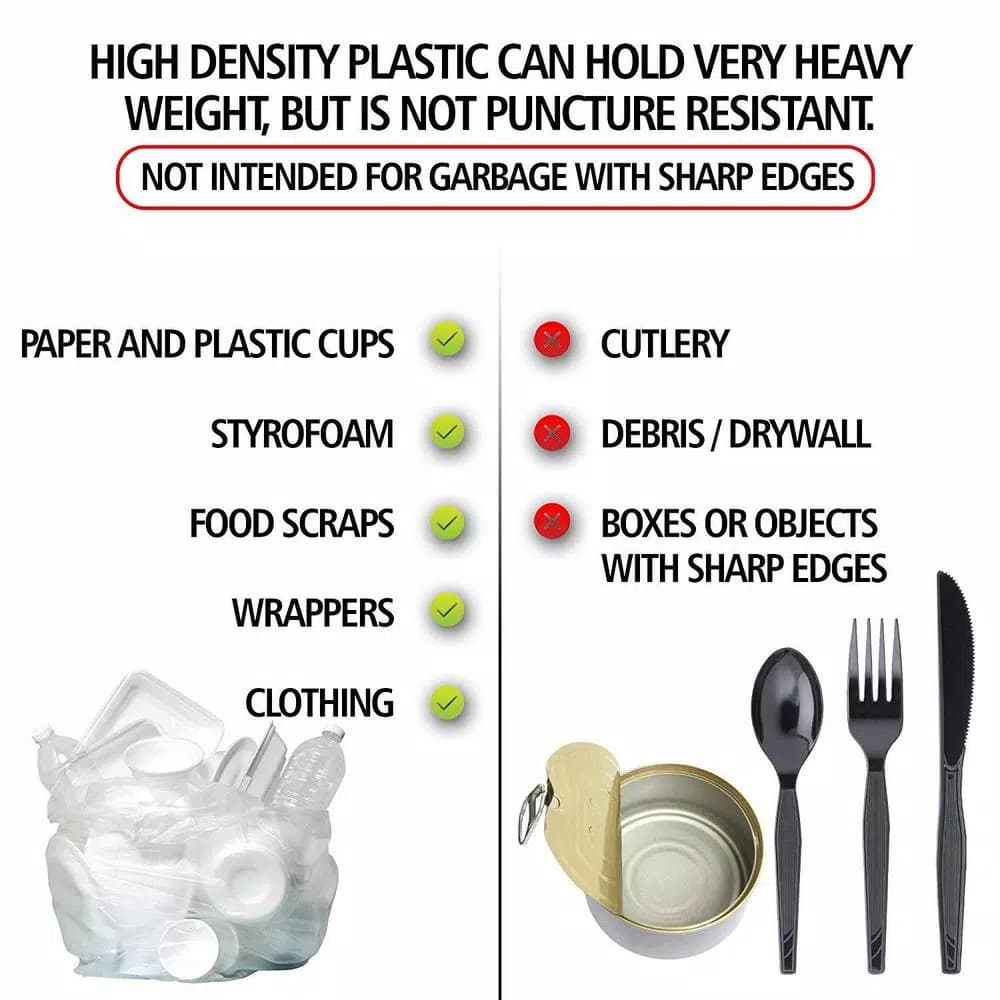 Unbranded Clear Source Reduction High Density Trash Bags, 12-16 Gallon, 1000 Count