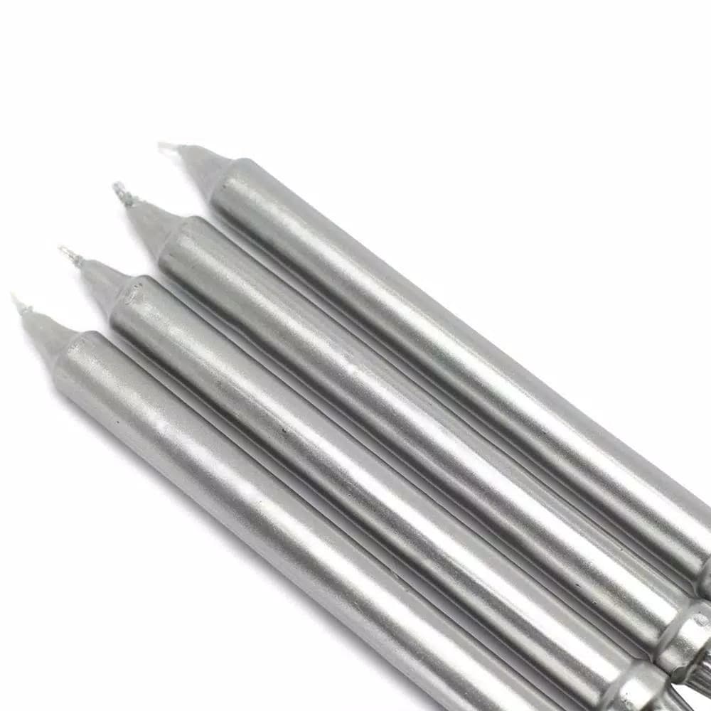 Zest Candle 10 in. Metallic Silver Taper Candle for Formal Events and Holiday Decor