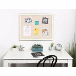 DesignOvation Macon Fabric Pinboard Memo Board - Framed White Linen Bulletin Board thumbnail 5