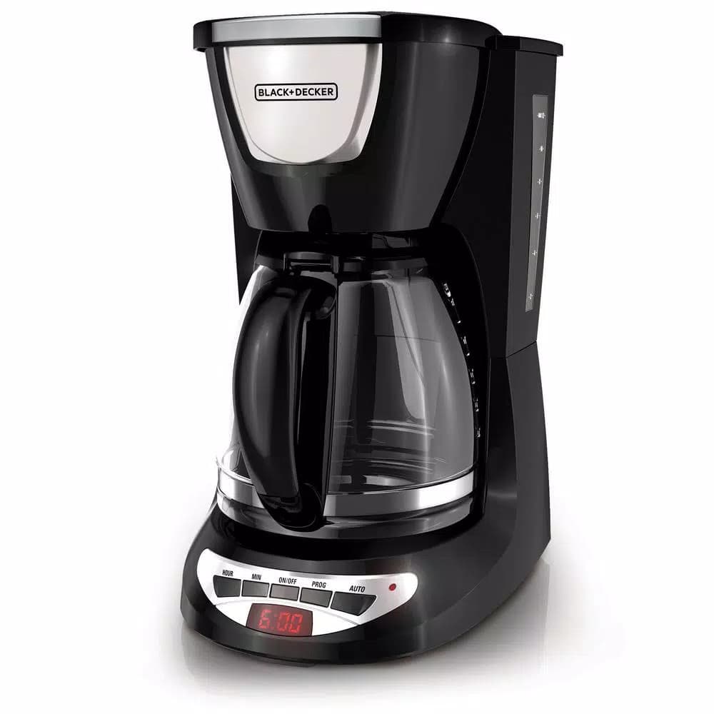 BLACK+DECKER 12-Cup Programmable Drip Coffee Maker with Glass Carafe, Black
