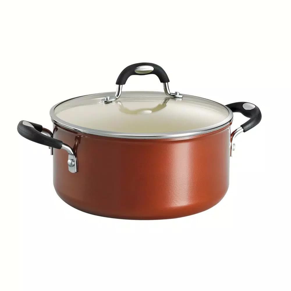 Tramontina Style Ceramica 5 Qt. Round Aluminum Dutch Oven with Glass Lid, Metallic Copper