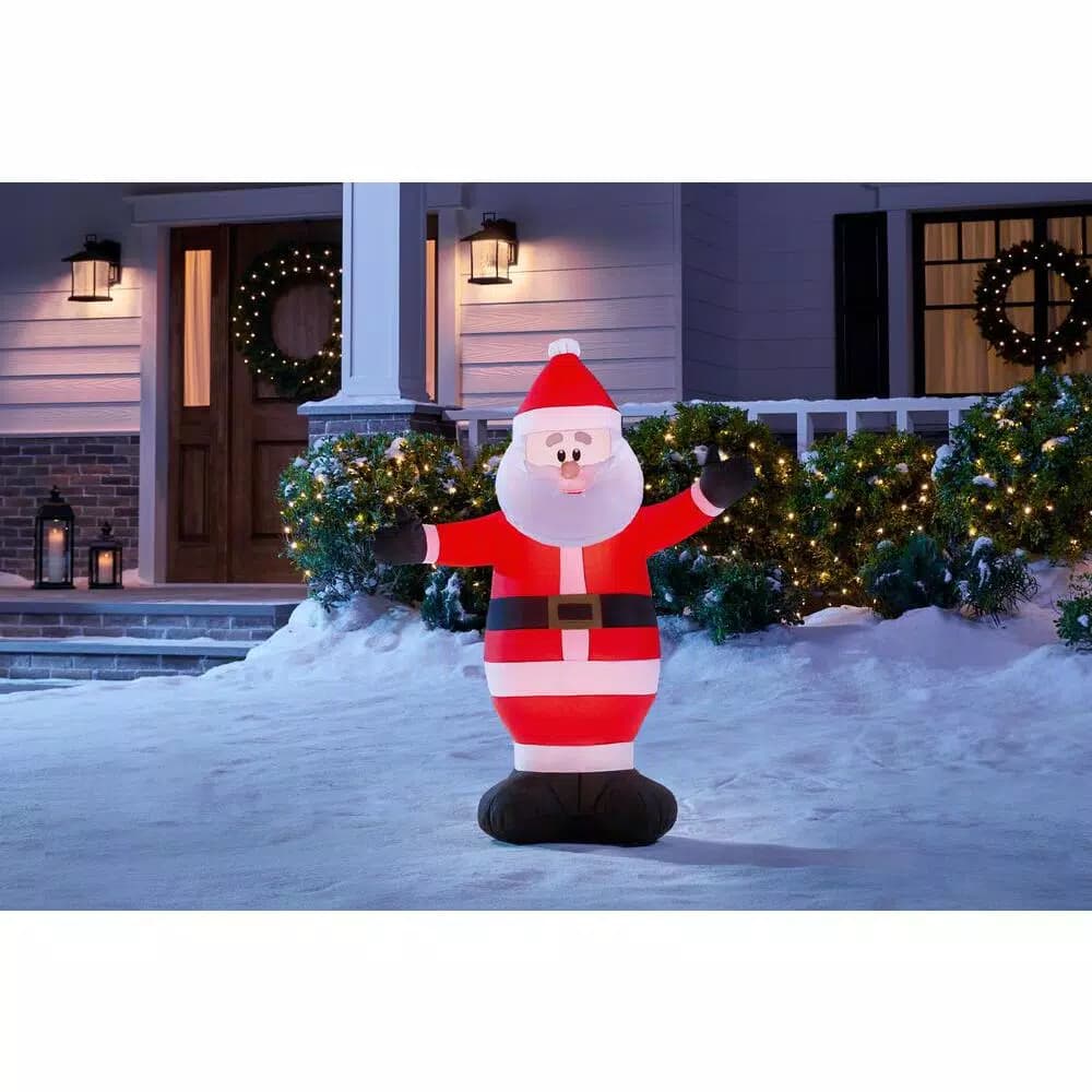 Home Accents Holiday 3.5 ft. Airblown Inflatables Santa Claus Christmas Decoration with LED Lights