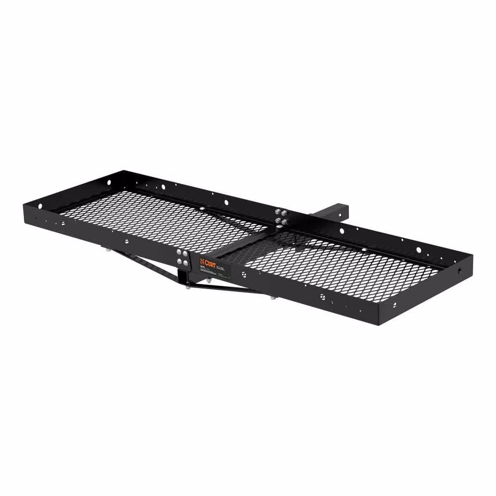 CURT 60" x 20" Black Steel Tray Cargo Carrier with 2" Folding Shank, 500 lbs. Capacity