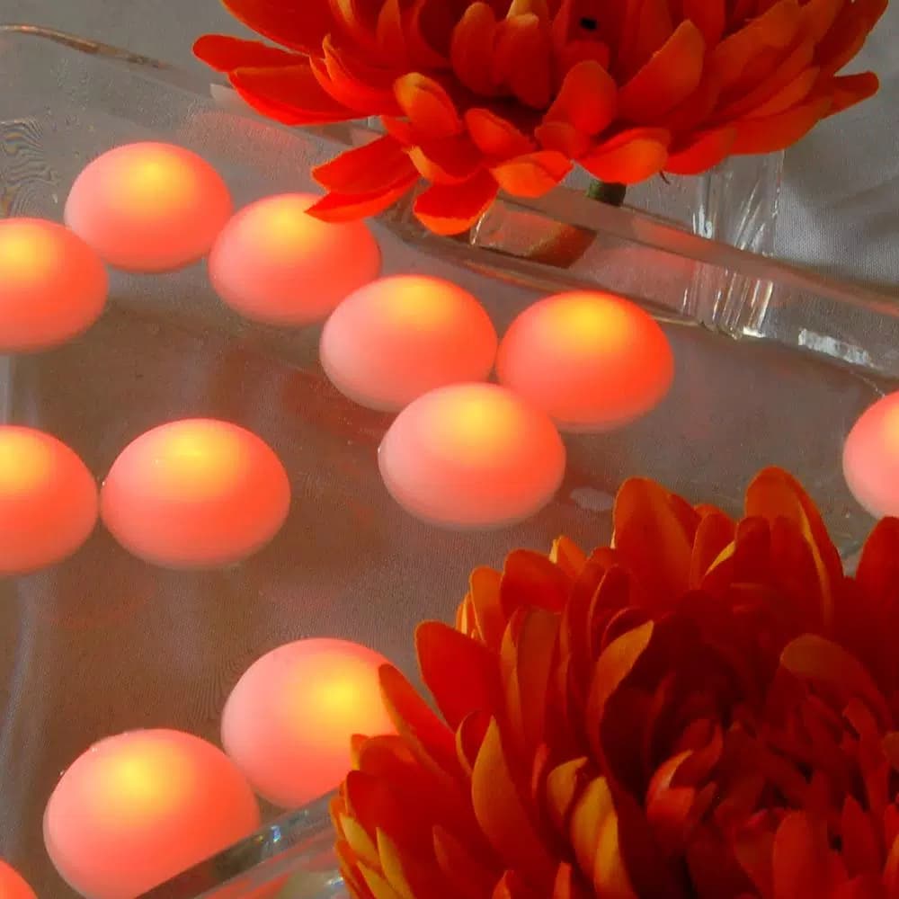 LUMABASE Orange Floating Blimp LED Lights, Waterproof Battery Operated Decorative Lights (12-Count)