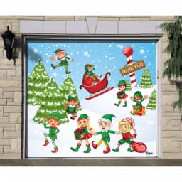 My Door Decor 7 ft. x 8 ft. North Pole Elves Christmas Garage Door Banner Mural thumbnail 2